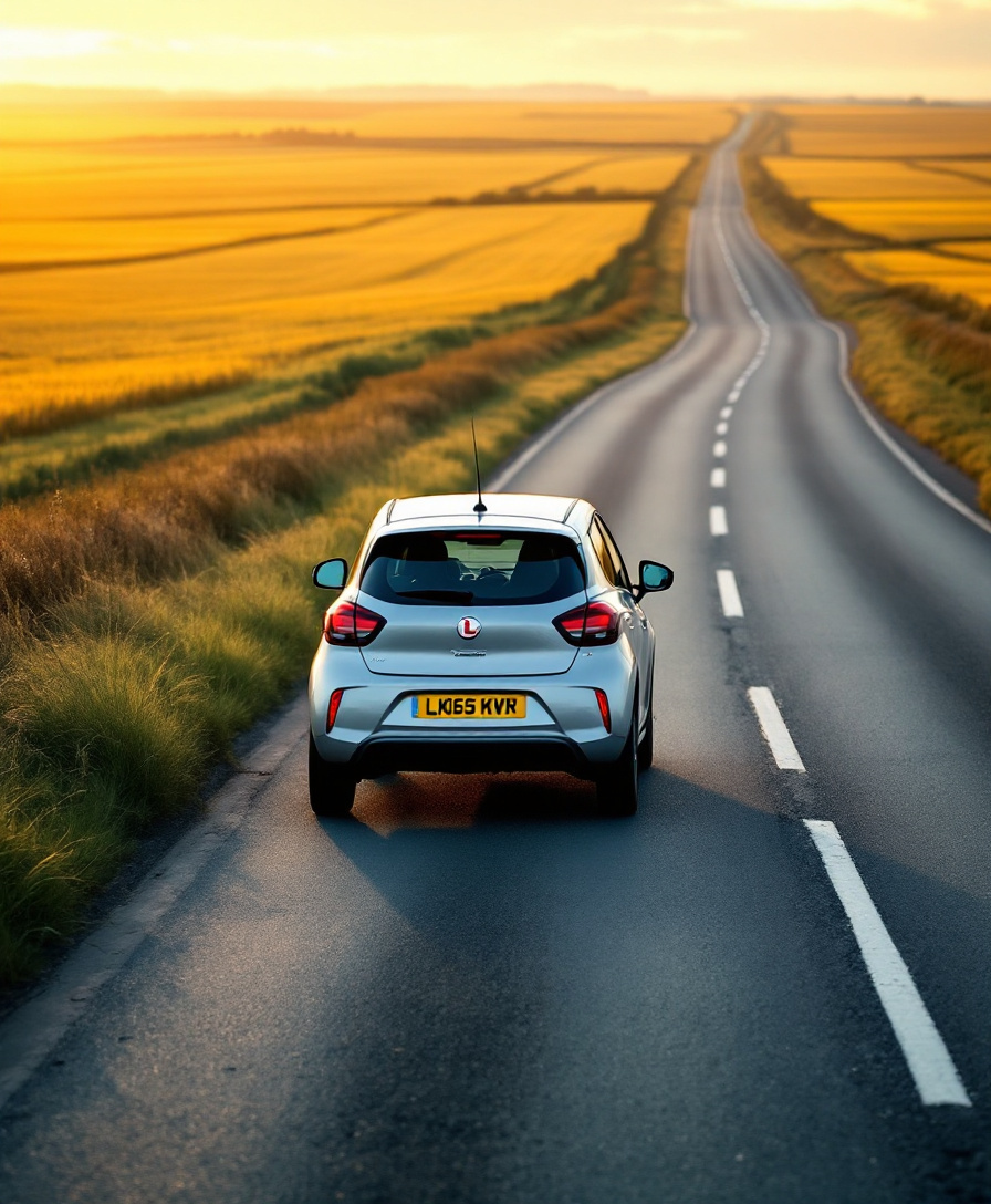 Learner driver on a rural A-road in the east of England - intensive driving course